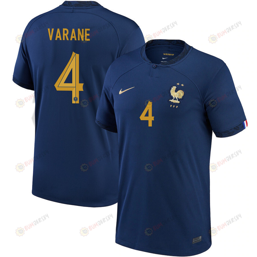 France National Team 2022-23 Rapha?l Varane 4 Home Men Jersey - Navy