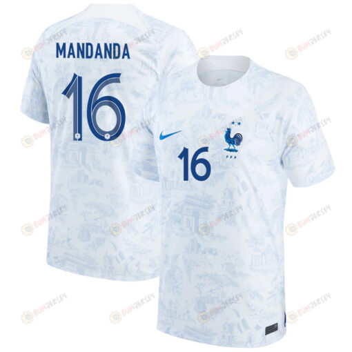 France National Team 2022-23 Steve Mandanda 16 Away Men Jersey - White/Blue