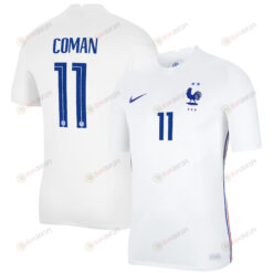 France National Team 2022 Qatar World Cup Kingsley Coman 11 White Away Men Jersey