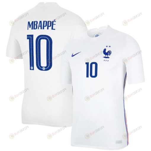 France National Team 2022 Qatar World Cup Kylian Mbappe 10 White Away Men Jersey