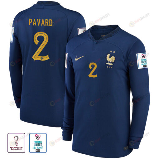 France National Team FIFA World Cup Qatar 2022 Patch Benjamin Pavard 2 - Men Long Sleeve Jersey