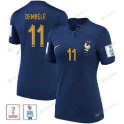 France National Team FIFA World Cup Qatar 2022 Patch Ousmane Demb?l? 11 Home Women Jersey