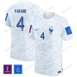 France National Team FIFA World Cup Qatar 2022 Patch Rapha?l Varane 4 Away Jersey