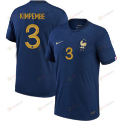 France National Team Qatar World Cup 2022-23 Presnel Kimpembe 3 Home Jersey