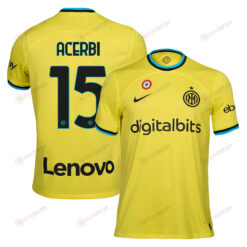 Francesco Acerbi 15 Inter Milan 2022/23 Third Men Jersey - Yellow