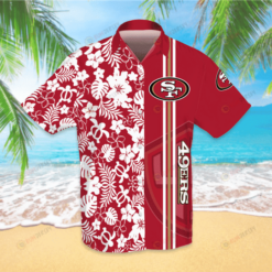 Francisco 49ers Hawaiian Shirt With Floral And Leaves Pattern In Red