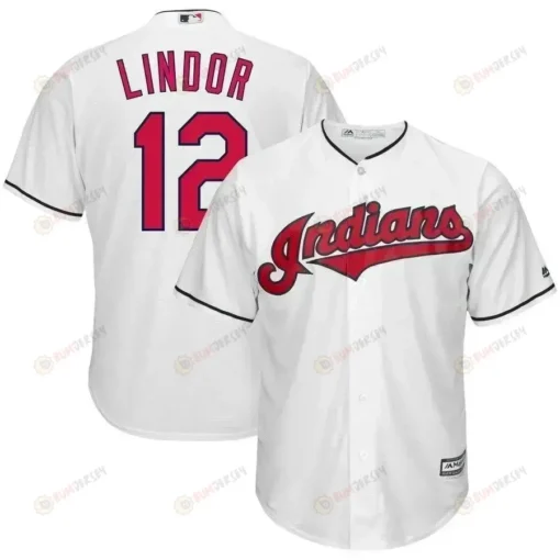 Francisco Lindor Cleveland Indians Home Big And Tall Cool Base Player Jersey - White