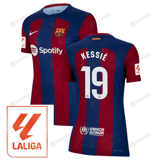 Franck Kessi? 19 Barcelona 2023/24 With LaLiga Badge Home Women Jersey