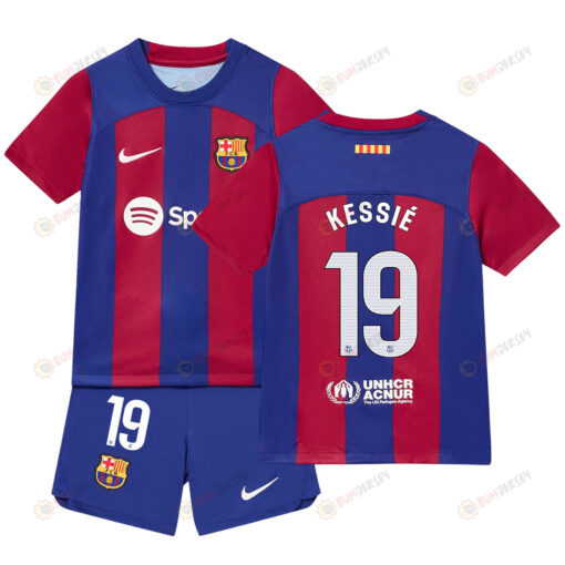 Franck Kessi? 19 Barcelona Home Kit 2023-24 Youth Jersey - Blue/Scarlet