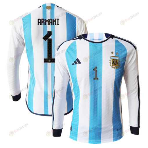 Franco Armani 1 Argentina 2022-23 Home Men Long Sleeve Jersey National Team World Cup Qatar