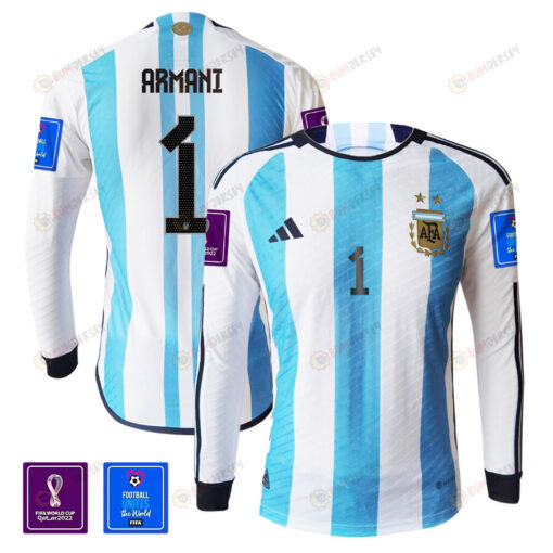 Franco Armani 1 Argentina 2022-23 Home Men Long Sleeve Jersey National Team World Cup Qatar