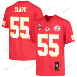 Frank Clark 55 Kansas City Chiefs Super Bowl LVII Champions 3 Stars Youth Jersey - Red