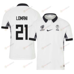 Frank Lomani 21 Fiji 2023 Rugby World Cup Home Stadium Jersey - White