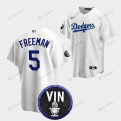 Freddie Freeman Honor Vin Scully Los Angeles Dodgers White 5 Jersey