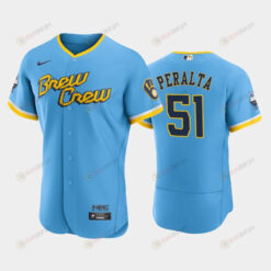 Freddy Peralta 51 2022-23 City Connect Milwaukee Brewers Jersey - Powder Blue
