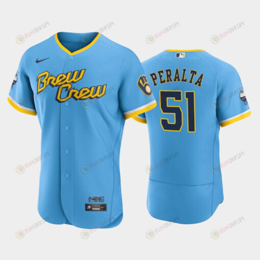 Freddy Peralta 51 2022-23 City Connect Milwaukee Brewers Jersey - Powder Blue