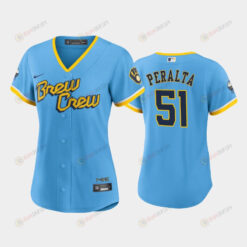 Freddy Peralta 51 Milwaukee Brewers Powder Blue 2022-23 City Connect Women's Jersey