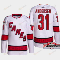 Frederik Andersen 31 Carolina Hurricanes White Jersey 2022-23 Away 25th Anniversary