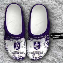 Fremantle Dockers Custom Personalized Crocs Classic Clogs Shoes in White/ Purple - AOP Clog