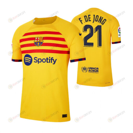 Frenkie de Jong 21 Barcelona 2022/23 Fourth Breathe Stadium Men Jersey - Yellow