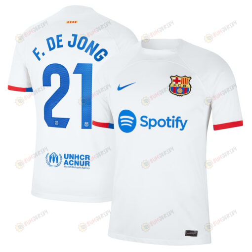 Frenkie de Jong 21 Barcelona 2023/24 Away Men Jersey - White