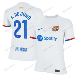 Frenkie de Jong 21 Barcelona 2023/24 Away Youth Jersey - White