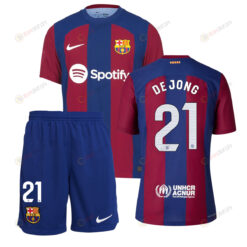 Frenkie de Jong 21 Barcelona 2023/24 Home Kit Men Jersey - Blue/Scarlet