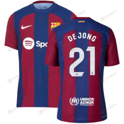 Frenkie de Jong 21 Barcelona 2023/24 Home Men Jersey - Blue/Scarlet