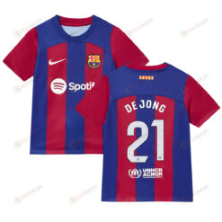 Frenkie de Jong 21 Barcelona 2023/24 Home Youth Jersey - Blue/Scarlet