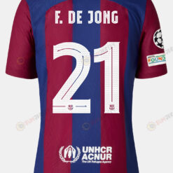 Frenkie de Jong 21 Barcelona 2023/24 With UCL Badge Home Men Jersey