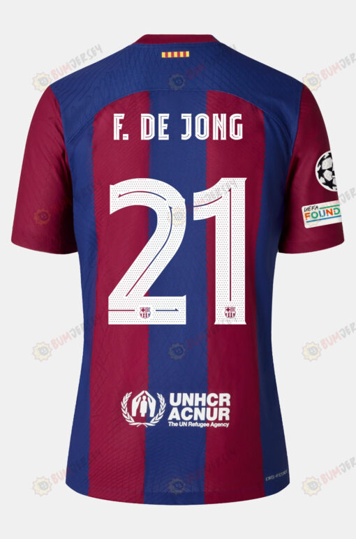 Frenkie de Jong 21 Barcelona 2023/24 With UCL Badge Home Men Jersey