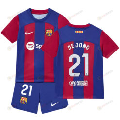 Frenkie de Jong 21 Barcelona Home Kit 2023-24 Youth Jersey - Blue/Scarlet