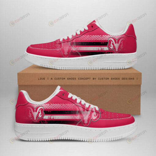 Fresno City College Rams Logo Stripe Pattern Air Force 1 Printed In Red