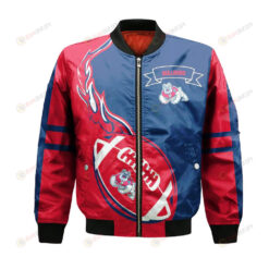 Fresno State Bulldogs Bomber Jacket 3D Printed Flame Ball Pattern