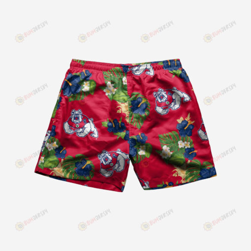 Fresno State Bulldogs Floral Hawaiian Men Shorts Swim Trunks - Print Shorts