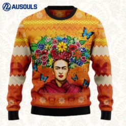 Frida Kahlo Butterfly Pattern Ugly Sweaters For Men Women Unisex