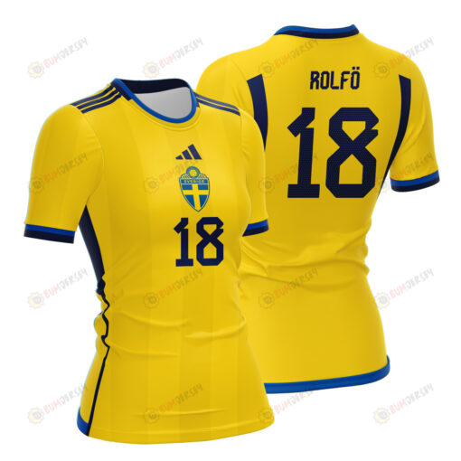 Fridolina Rolf? 18 Sweden 2023 Women Home Jersey - Yellow - All Over Printed Jersey