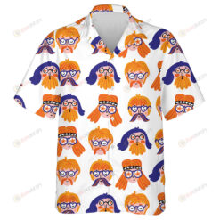 Funky Orange Background With Pop Themed Art Hippie Design Hawaiian Shirt