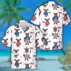 Funny Cartoon Dogs American Attributes Patriotic Hawaiian Shirt