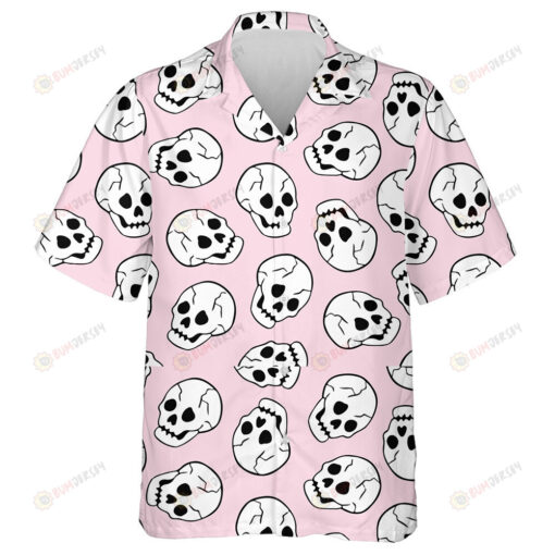 Funny Human Skull On Pink Background Hawaiian Shirt