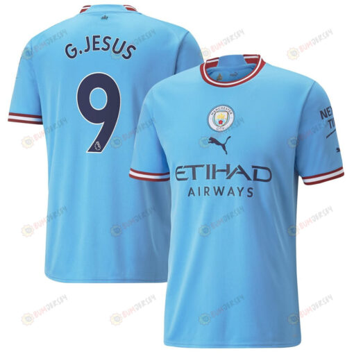G.Jesus 9 Manchester City Men 2022/23 Home Jersey - Sky Blue