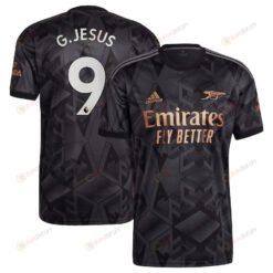 Gabriel Jesus 9 Arsenal 2022/23 Away Player Men Jersey - Black