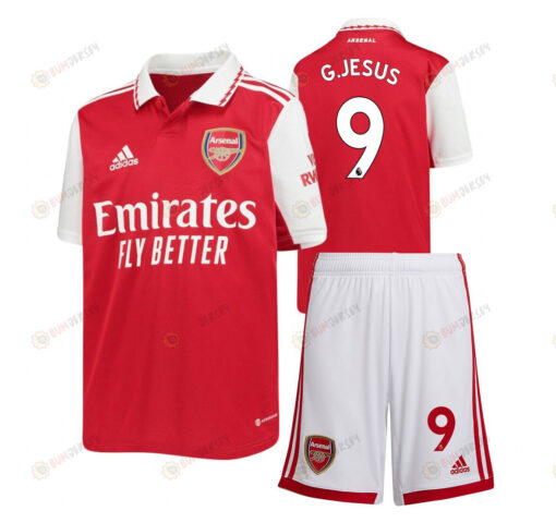Gabriel Jesus 9 Arsenal Home Kit 2022-23 Youth Jersey - Red