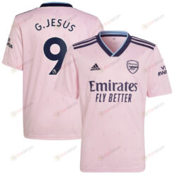Gabriel Jesus 9 Arsenal Youth 2022/23 Third Player Jersey - Pink