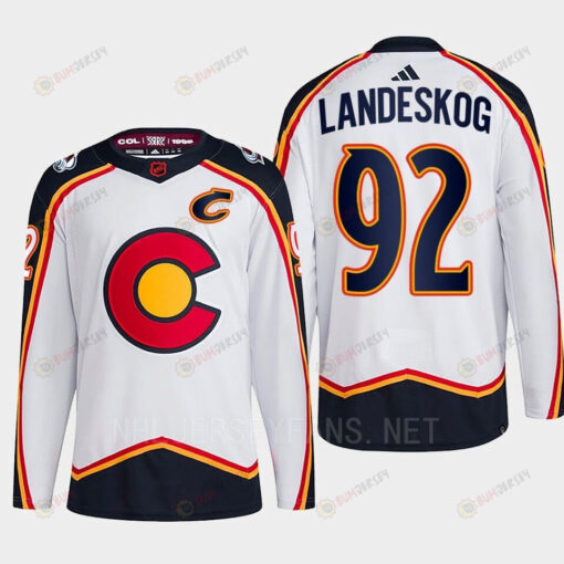 Gabriel Landeskog 92 Reverse Retro 2.0 2022 Colorado Avalanche White Jersey Primegreen