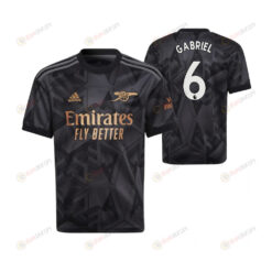 Gabriel Magalhaes 6 Arsenal 2022/23 Youth Away Jersey - Black