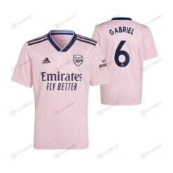 Gabriel Magalhaes 6 Arsenal 2022/23 Youth Third Jersey - Pink