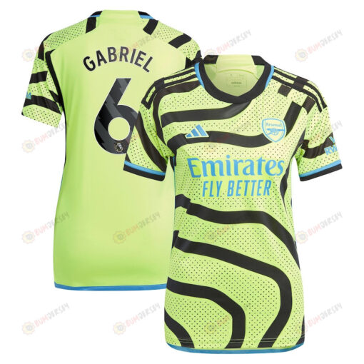 Gabriel Magalh?es 6 Arsenal 2023/24 Away Women Jersey - Yellow