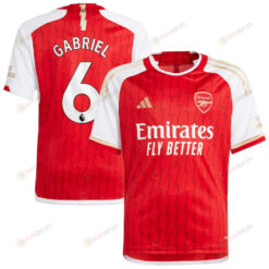 Gabriel Magalh?es 6 Arsenal 2023/24 Home Youth Jersey - Red