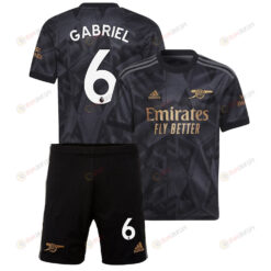 Gabriel Magalh?es 6 Arsenal Away Kit 2022 - 2023 Youth Jersey - Black